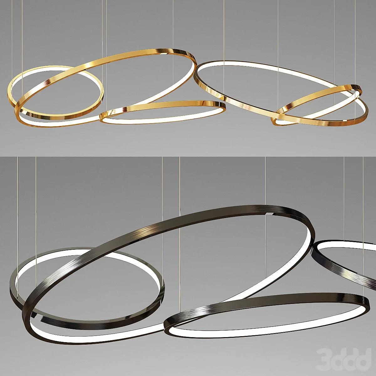 Decorative 5 Ring Chandelier - gold and black